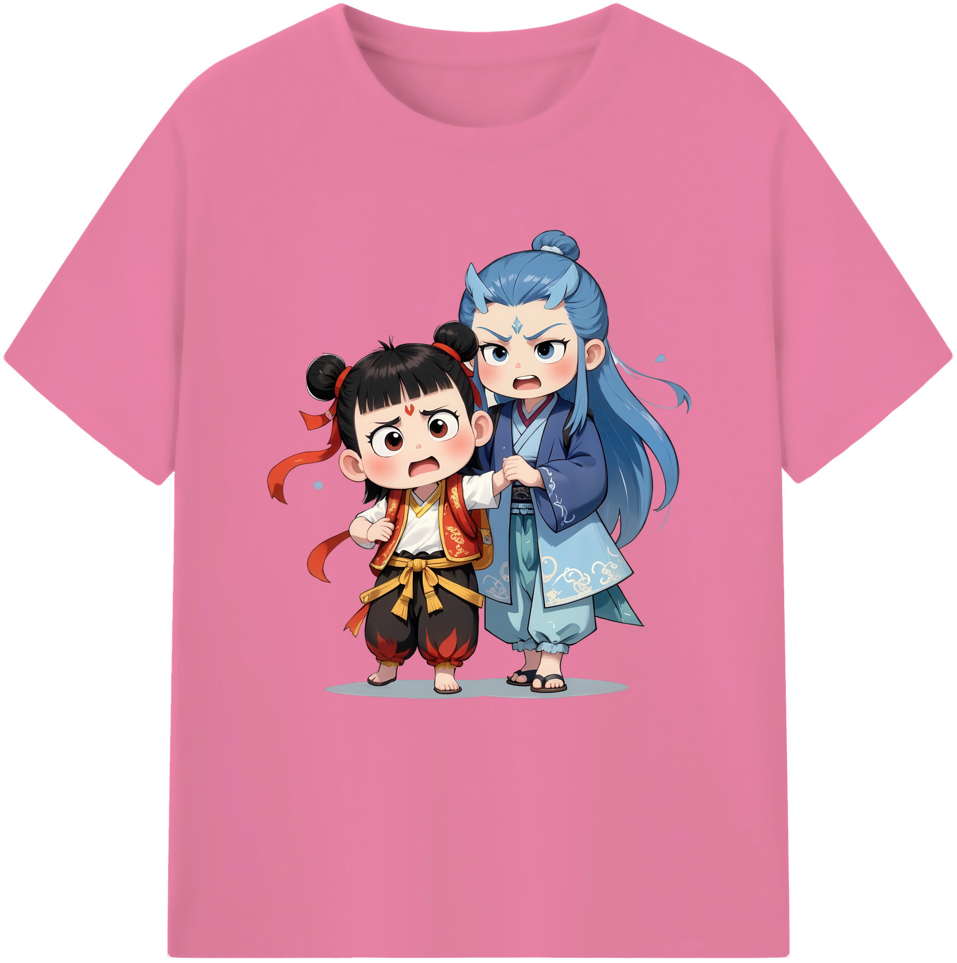 （画像用） Ne Zha 2 ナタ 魔童の大暴れ 綿100％半袖Tシャツ（フロントプリント）